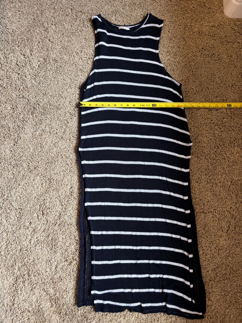 Sleeveless Navy and White Striped Beach Coverup
